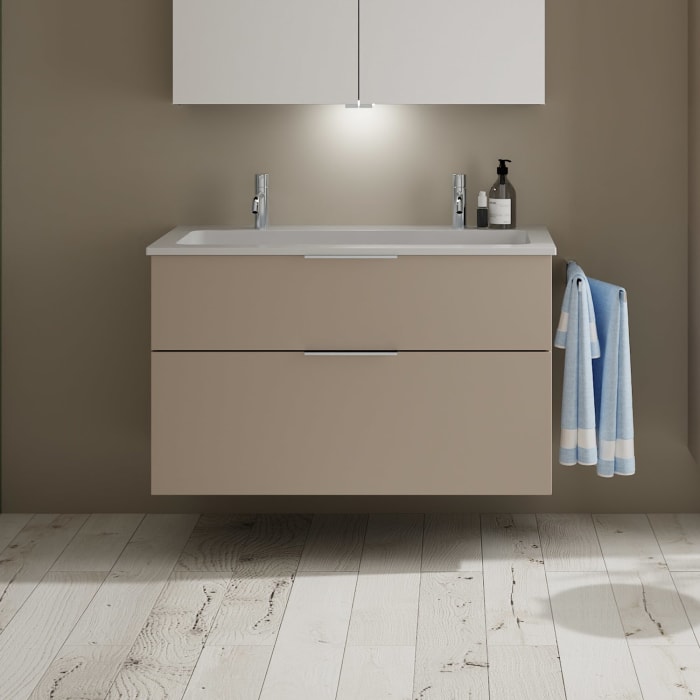 burgbad Eqio Waschtischkombination mit Mineralguss-Waschtisch, 102 cm, mit Griff G0146