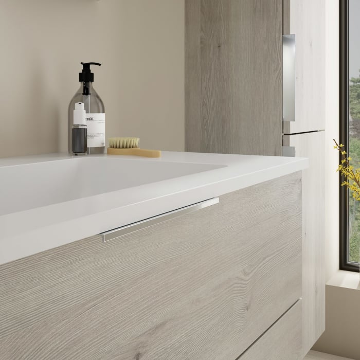 burgbad Eqio Waschtischkombination mit Mineralguss-Waschtisch, 102 cm, mit Griff G0146