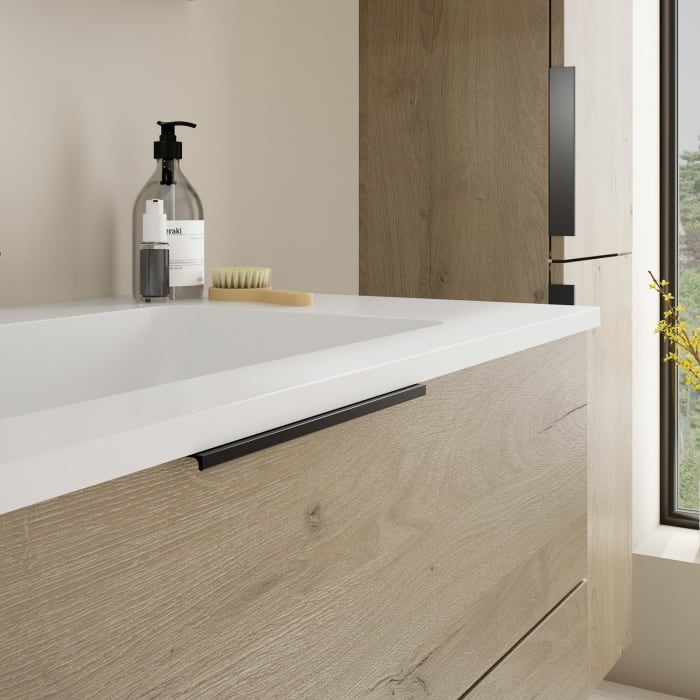 burgbad Eqio Waschtischkombination mit Mineralguss-Waschtisch, 102 cm, mit Griff G0200