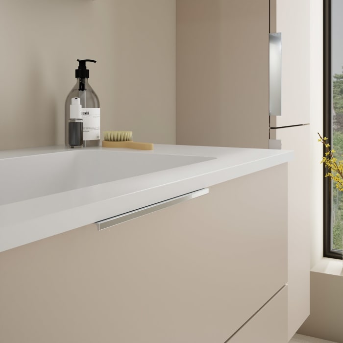 burgbad Eqio Waschtischkombination mit Mineralguss-Waschtisch, 102 cm, mit Griff G0146