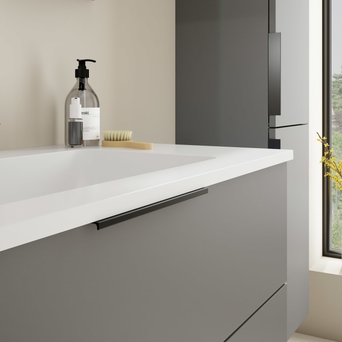 burgbad Eqio Waschtischkombination mit Mineralguss-Waschtisch, 102 cm, mit Griff G0200