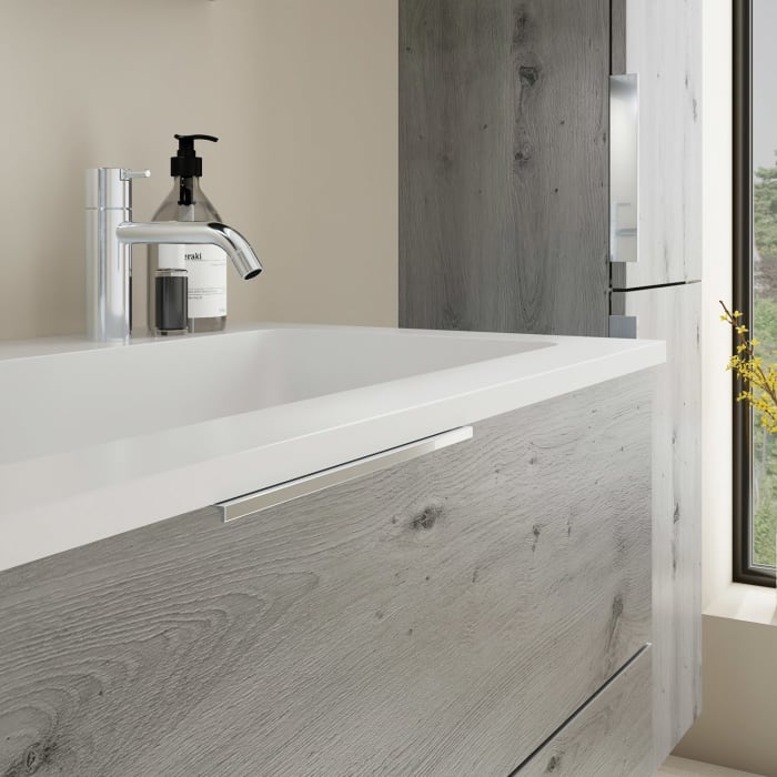 burgbad Eqio Waschtischkombination mit Mineralguss-Waschtisch, 102 cm, mit Griff G0146