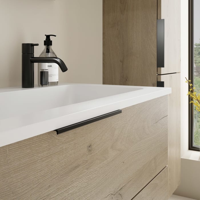 burgbad Eqio Waschtischkombination mit Mineralguss-Waschtisch, 102 cm, mit Griff G0200