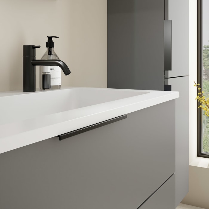 burgbad Eqio Waschtischkombination mit Mineralguss-Waschtisch, 102 cm, mit Griff G0200