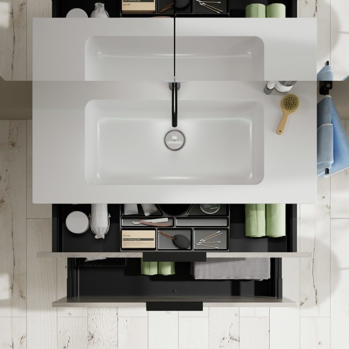 burgbad Eqio Waschtischkombination mit Mineralguss-Waschtisch, 102 cm, mit Griff G0200