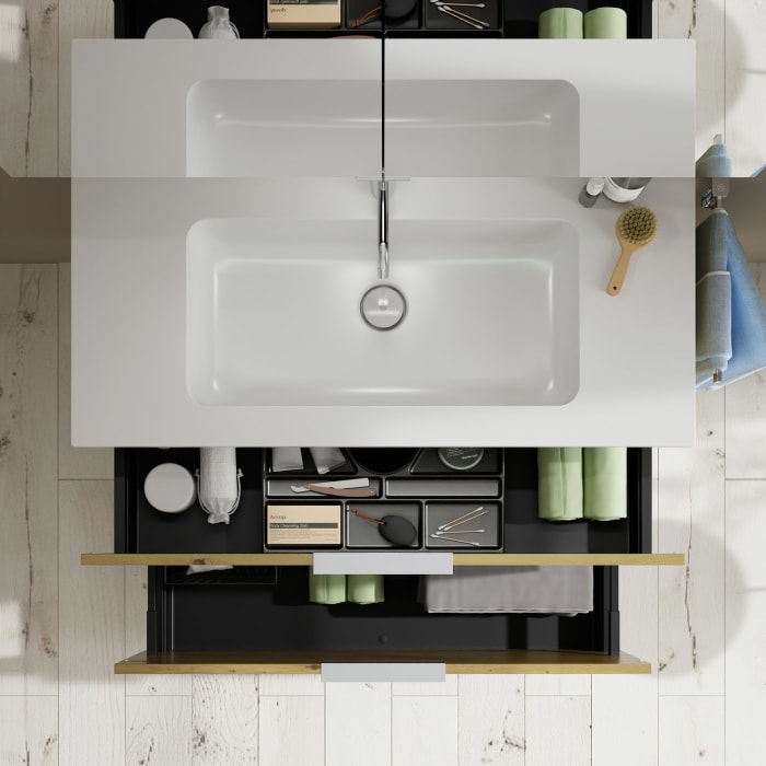 burgbad Eqio Waschtischkombination mit Mineralguss-Waschtisch, 102 cm, mit Griff G0146