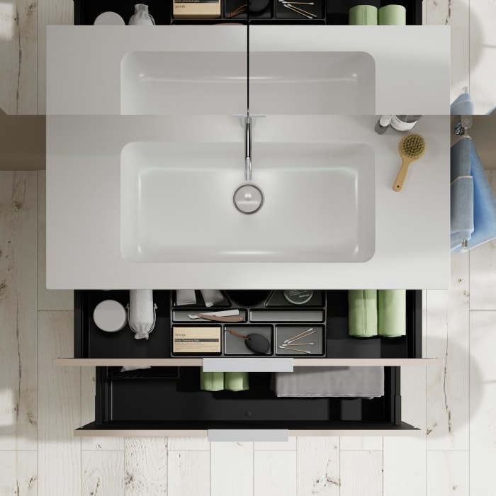 burgbad Eqio Waschtischkombination mit Mineralguss-Waschtisch, 102 cm, mit Griff G0146