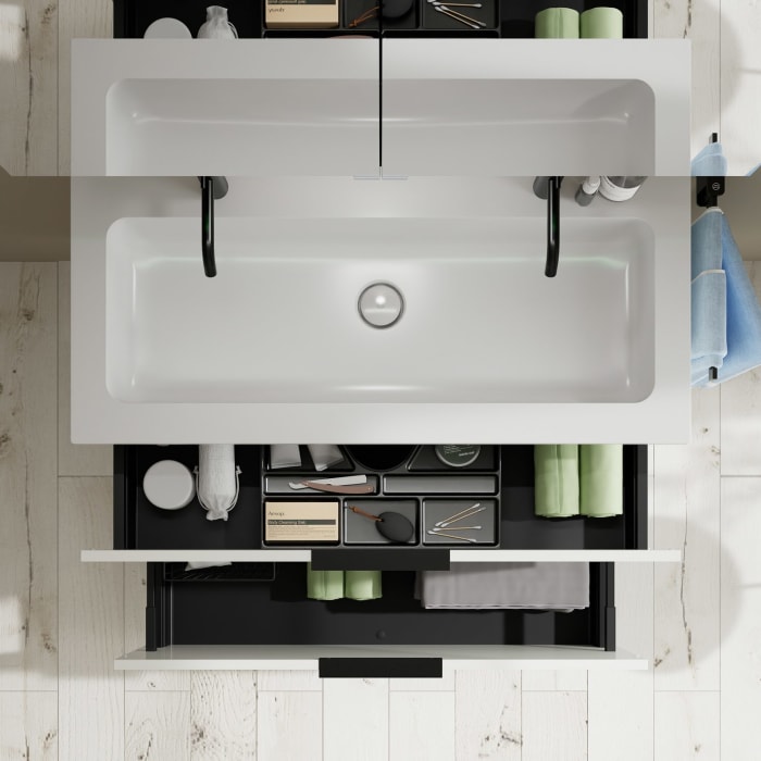 burgbad Eqio Waschtischkombination mit Mineralguss-Waschtisch, 102 cm, mit Griff G0200