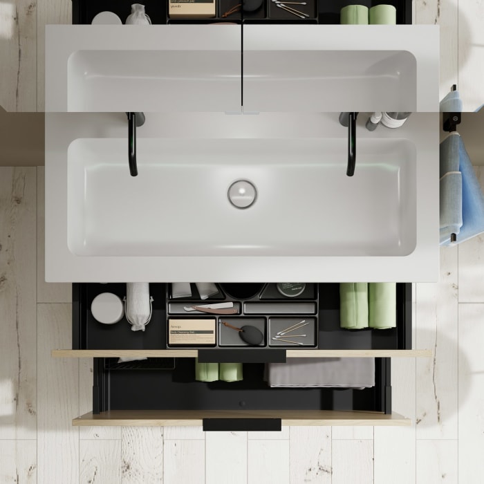 burgbad Eqio Waschtischkombination mit Mineralguss-Waschtisch, 102 cm, mit Griff G0200