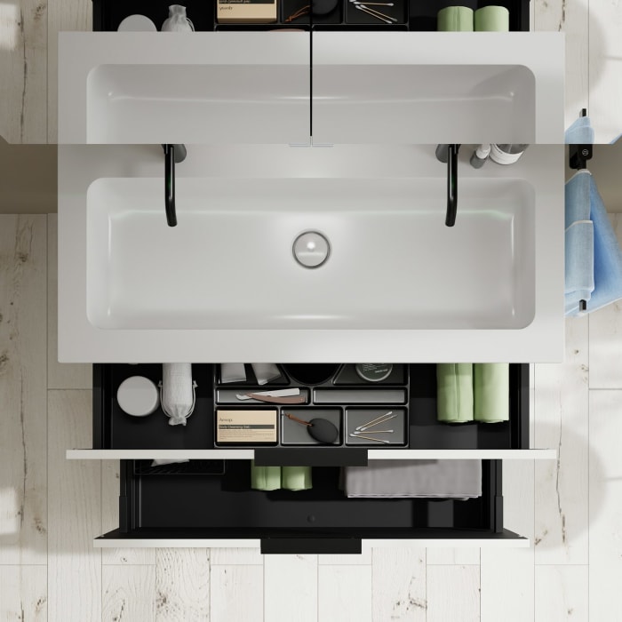 burgbad Eqio Waschtischkombination mit Mineralguss-Waschtisch, 102 cm, mit Griff G0200