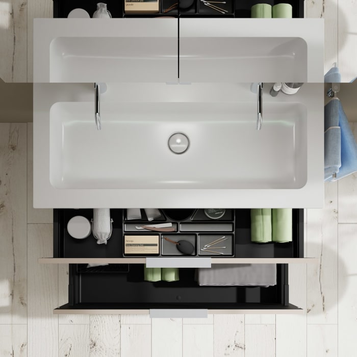 burgbad Eqio Waschtischkombination mit Mineralguss-Waschtisch, 102 cm, mit Griff G0146