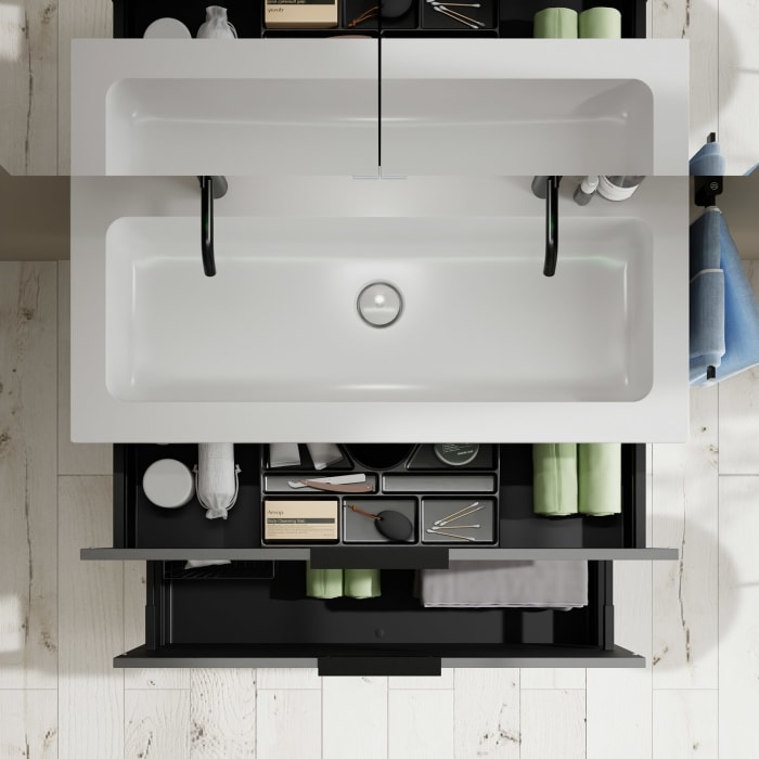 burgbad Eqio Waschtischkombination mit Mineralguss-Waschtisch, 102 cm, mit Griff G0200