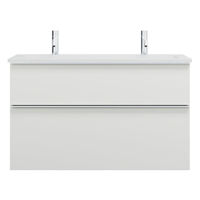 burgbad Eqio Waschtischkombination mit Mineralguss-Waschtisch, 102 cm, mit Griffleiste G0251