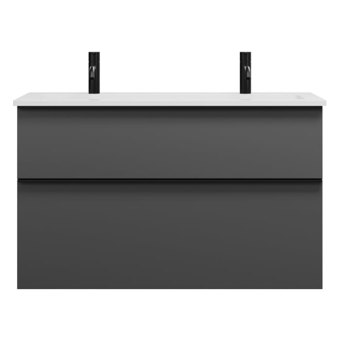 burgbad Eqio Waschtischkombination mit Mineralguss-Waschtisch, 102 cm, mit Griffleiste G0252