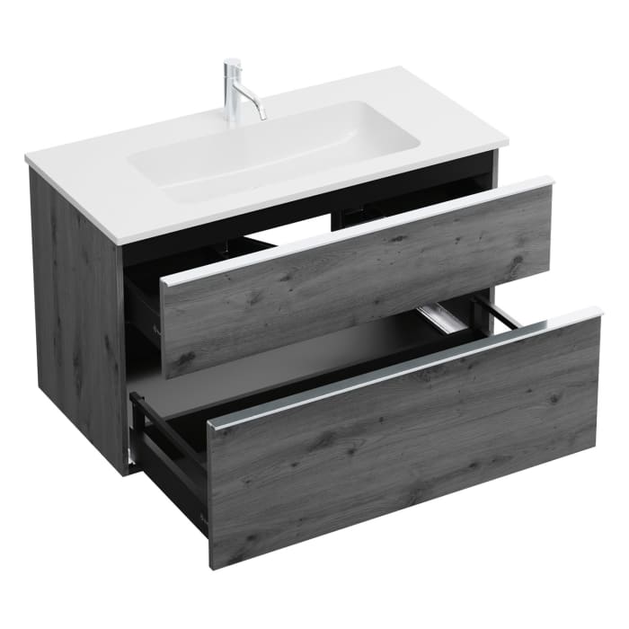 burgbad Eqio Waschtischkombination mit Mineralguss-Waschtisch, 102 cm, mit Griffleiste G0251