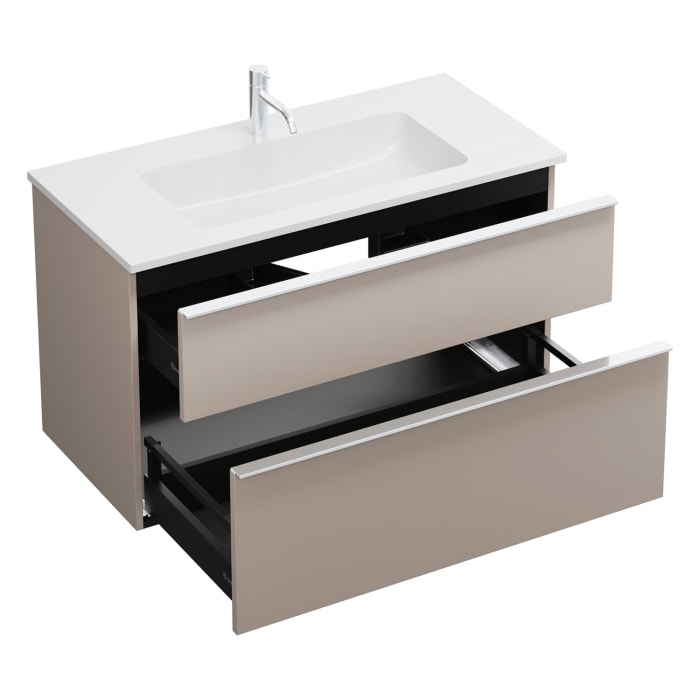 burgbad Eqio Waschtischkombination mit Mineralguss-Waschtisch, 102 cm, mit Griffleiste G0251