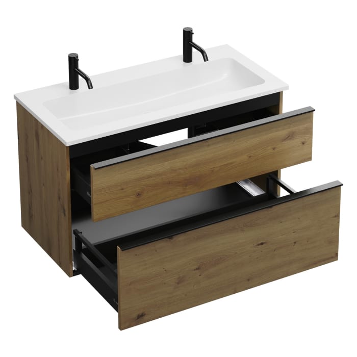 burgbad Eqio Waschtischkombination mit Mineralguss-Waschtisch, 102 cm, mit Griffleiste G0252