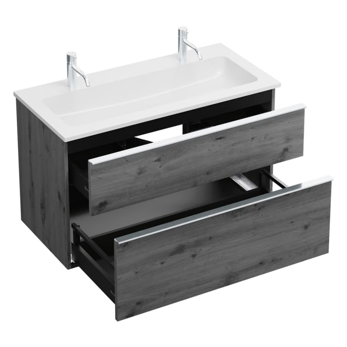 burgbad Eqio Waschtischkombination mit Mineralguss-Waschtisch, 102 cm, mit Griffleiste G0251