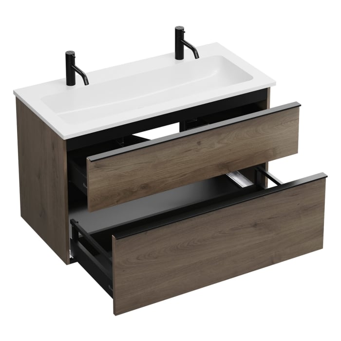 burgbad Eqio Waschtischkombination mit Mineralguss-Waschtisch, 102 cm, mit Griffleiste G0252