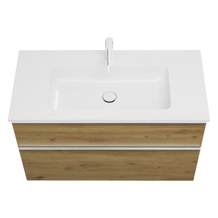 burgbad Eqio Waschtischkombination mit Mineralguss-Waschtisch, 102 cm, mit Griffleiste G0251