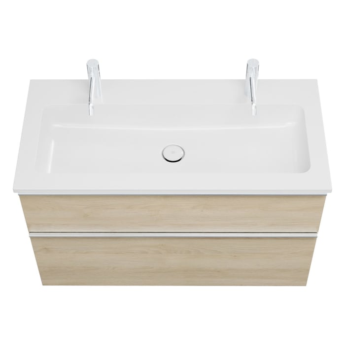 burgbad Eqio Waschtischkombination mit Mineralguss-Waschtisch, 102 cm, mit Griffleiste G0251