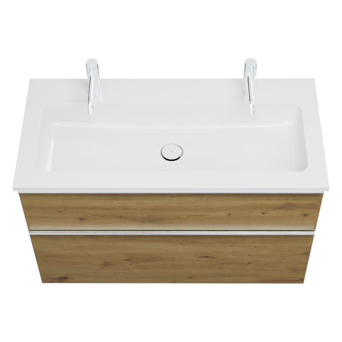 burgbad Eqio Waschtischkombination mit Mineralguss-Waschtisch, 102 cm, mit Griffleiste G0251