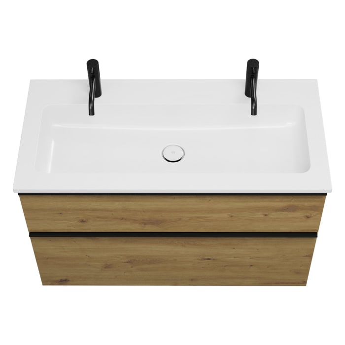 burgbad Eqio Waschtischkombination mit Mineralguss-Waschtisch, 102 cm, mit Griffleiste G0252