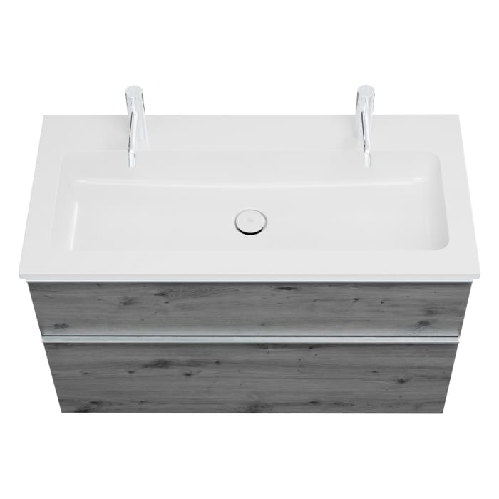 burgbad Eqio Waschtischkombination mit Mineralguss-Waschtisch, 102 cm, mit Griffleiste G0251