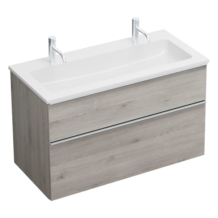 burgbad Eqio Waschtischkombination mit Mineralguss-Waschtisch, 102 cm, mit Griffleiste G0251