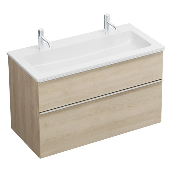 burgbad Eqio Waschtischkombination mit Mineralguss-Waschtisch, 102 cm, mit Griffleiste G0251