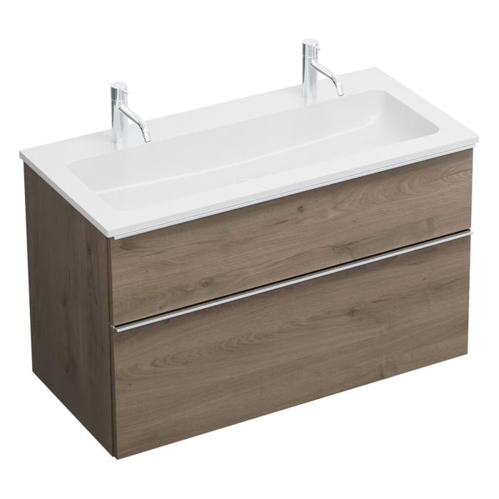 burgbad Eqio Waschtischkombination mit Mineralguss-Waschtisch, 102 cm, mit Griffleiste G0251