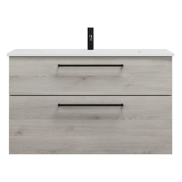 burgbad Eqio Waschtischkombination mit Mineralguss-Waschtisch, 102 cm, mit Stangengriff G0234