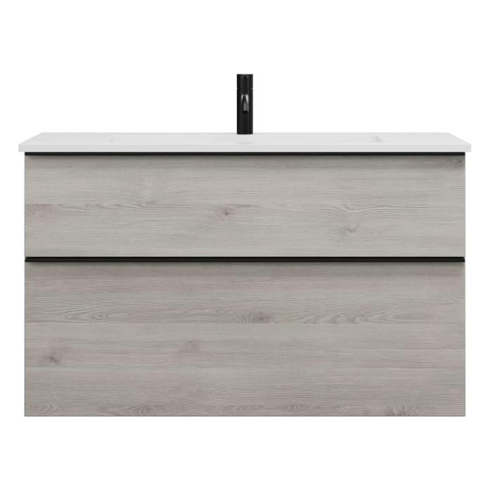 burgbad Eqio Waschtischkombination mit Mineralguss-Waschtisch, 102 cm, mit Griffleiste G0252