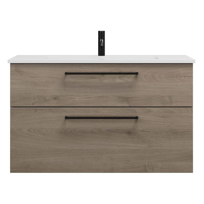 burgbad Eqio Waschtischkombination mit Mineralguss-Waschtisch, 102 cm, mit Stangengriff G0234