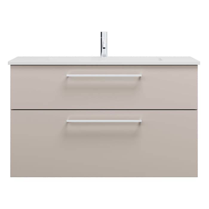 burgbad Eqio Waschtischkombination mit Mineralguss-Waschtisch, 102 cm, mit Stangengriff P95