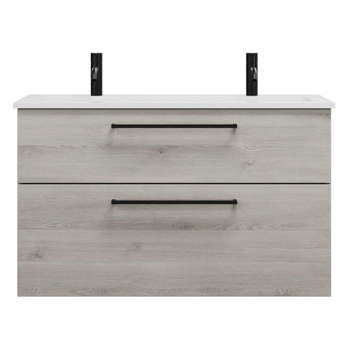 burgbad Eqio Waschtischkombination mit Mineralguss-Waschtisch, 102 cm, mit Stangengriff G0234