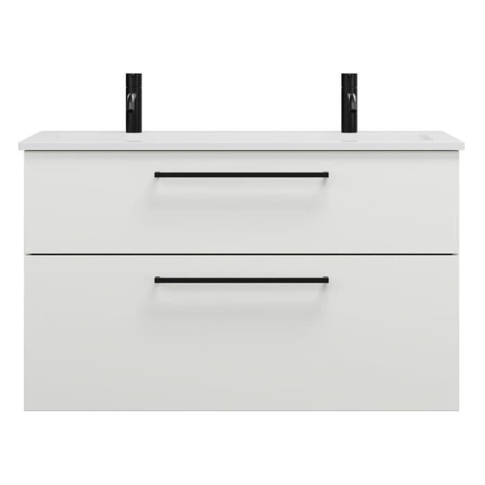 burgbad Eqio Waschtischkombination mit Mineralguss-Waschtisch, 102 cm, mit Stangengriff G0234