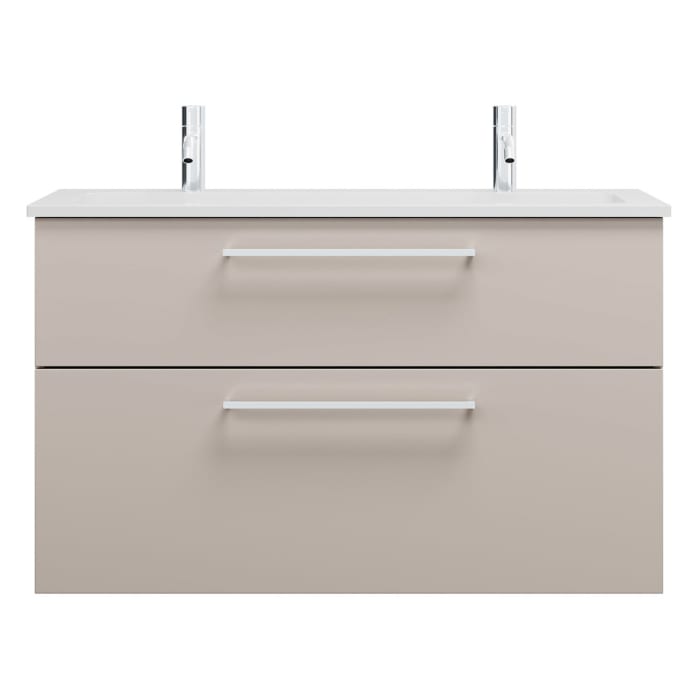 burgbad Eqio Waschtischkombination mit Mineralguss-Waschtisch, 102 cm, mit Stangengriff P95