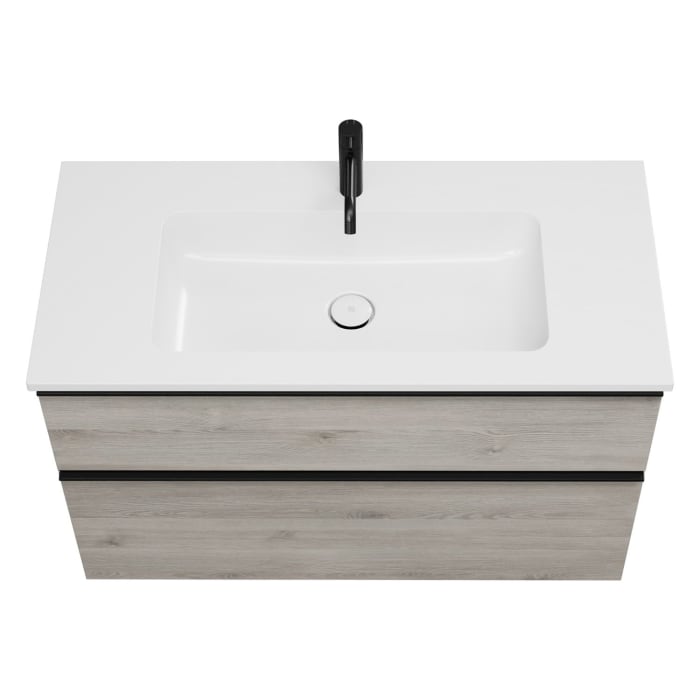 burgbad Eqio Waschtischkombination mit Mineralguss-Waschtisch, 102 cm, mit Griffleiste G0252