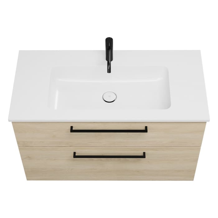 burgbad Eqio Waschtischkombination mit Mineralguss-Waschtisch, 102 cm, mit Stangengriff G0234