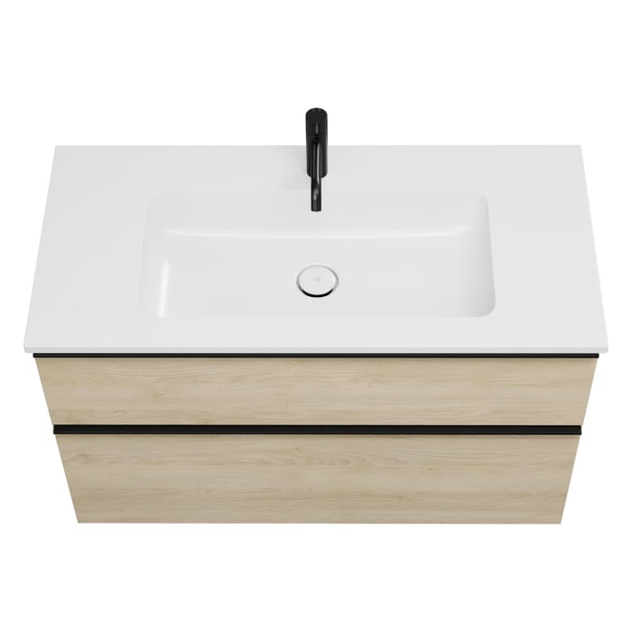 burgbad Eqio Waschtischkombination mit Mineralguss-Waschtisch, 102 cm, mit Griffleiste G0252