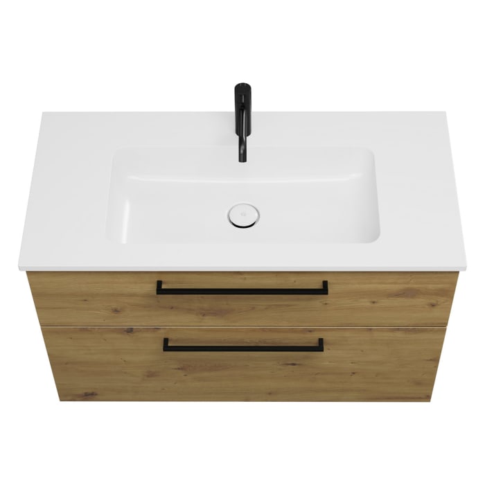 burgbad Eqio Waschtischkombination mit Mineralguss-Waschtisch, 102 cm, mit Stangengriff G0234