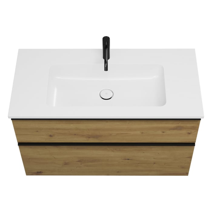 burgbad Eqio Waschtischkombination mit Mineralguss-Waschtisch, 102 cm, mit Griffleiste G0252