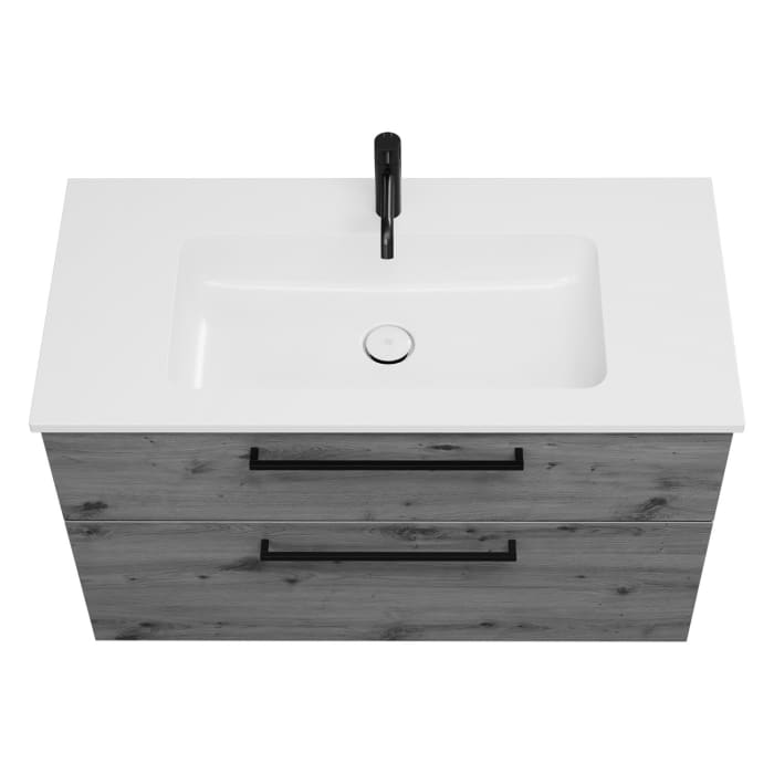 burgbad Eqio Waschtischkombination mit Mineralguss-Waschtisch, 102 cm, mit Stangengriff G0234