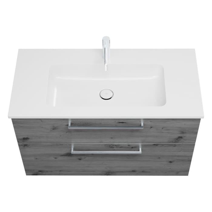 burgbad Eqio Waschtischkombination mit Mineralguss-Waschtisch, 102 cm, mit Stangengriff P95