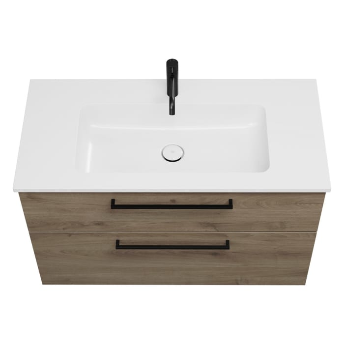 burgbad Eqio Waschtischkombination mit Mineralguss-Waschtisch, 102 cm, mit Stangengriff G0234