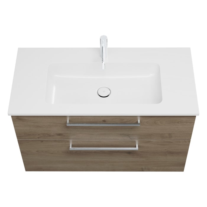 burgbad Eqio Waschtischkombination mit Mineralguss-Waschtisch, 102 cm, mit Stangengriff P95