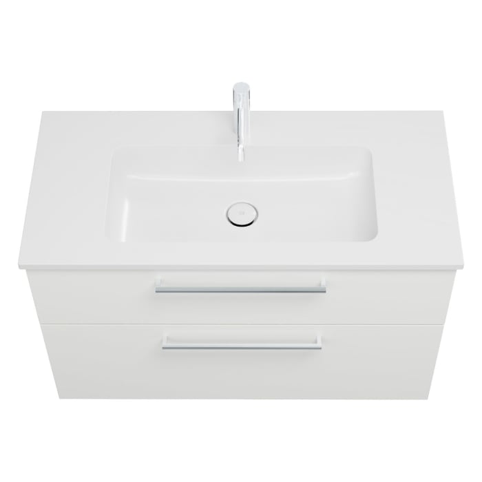 burgbad Eqio Waschtischkombination mit Mineralguss-Waschtisch, 102 cm, mit Stangengriff P95