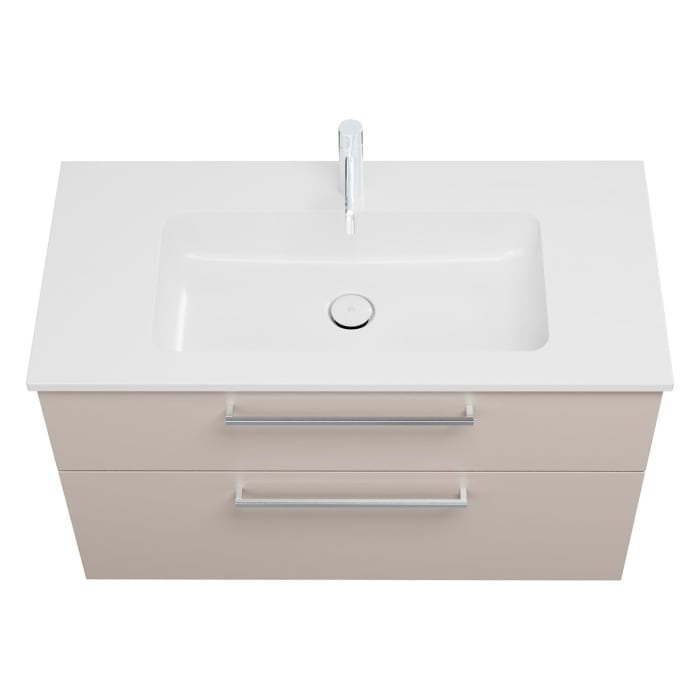 burgbad Eqio Waschtischkombination mit Mineralguss-Waschtisch, 102 cm, mit Stangengriff P95