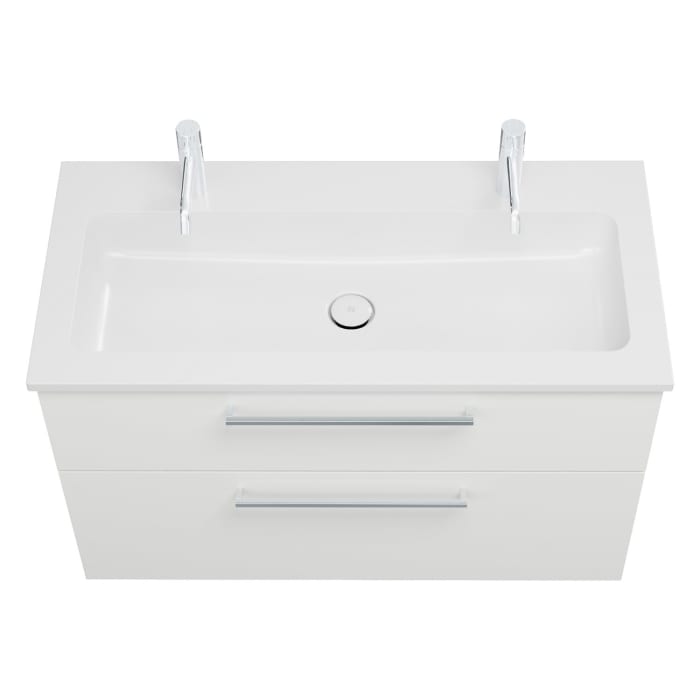 burgbad Eqio Waschtischkombination mit Mineralguss-Waschtisch, 102 cm, mit Stangengriff P95